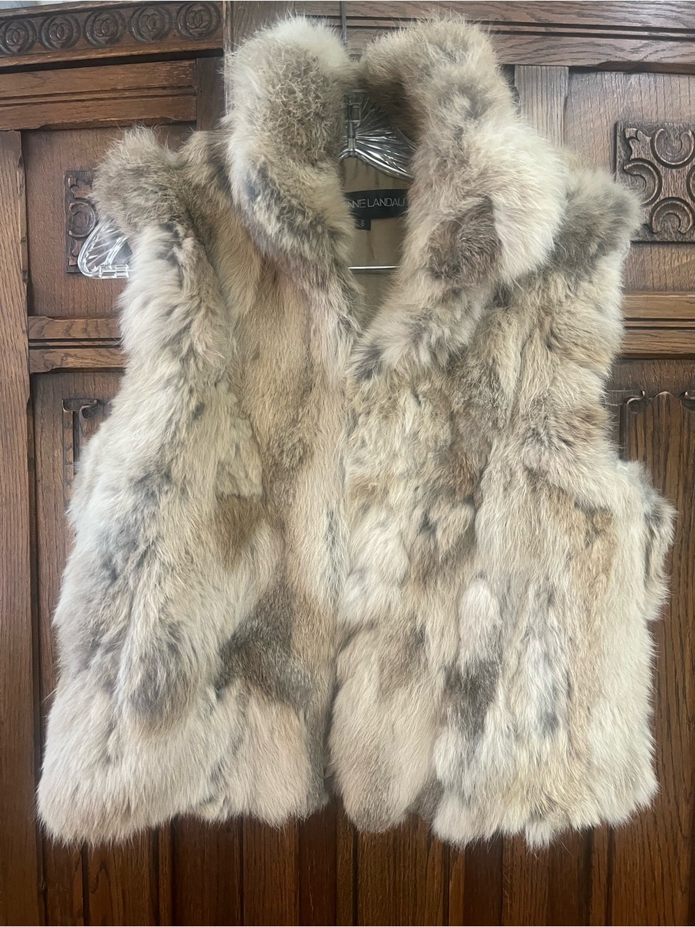 Adrienne Landau Genuine Rabbit Fur Vest | Natural Multi | Size small
